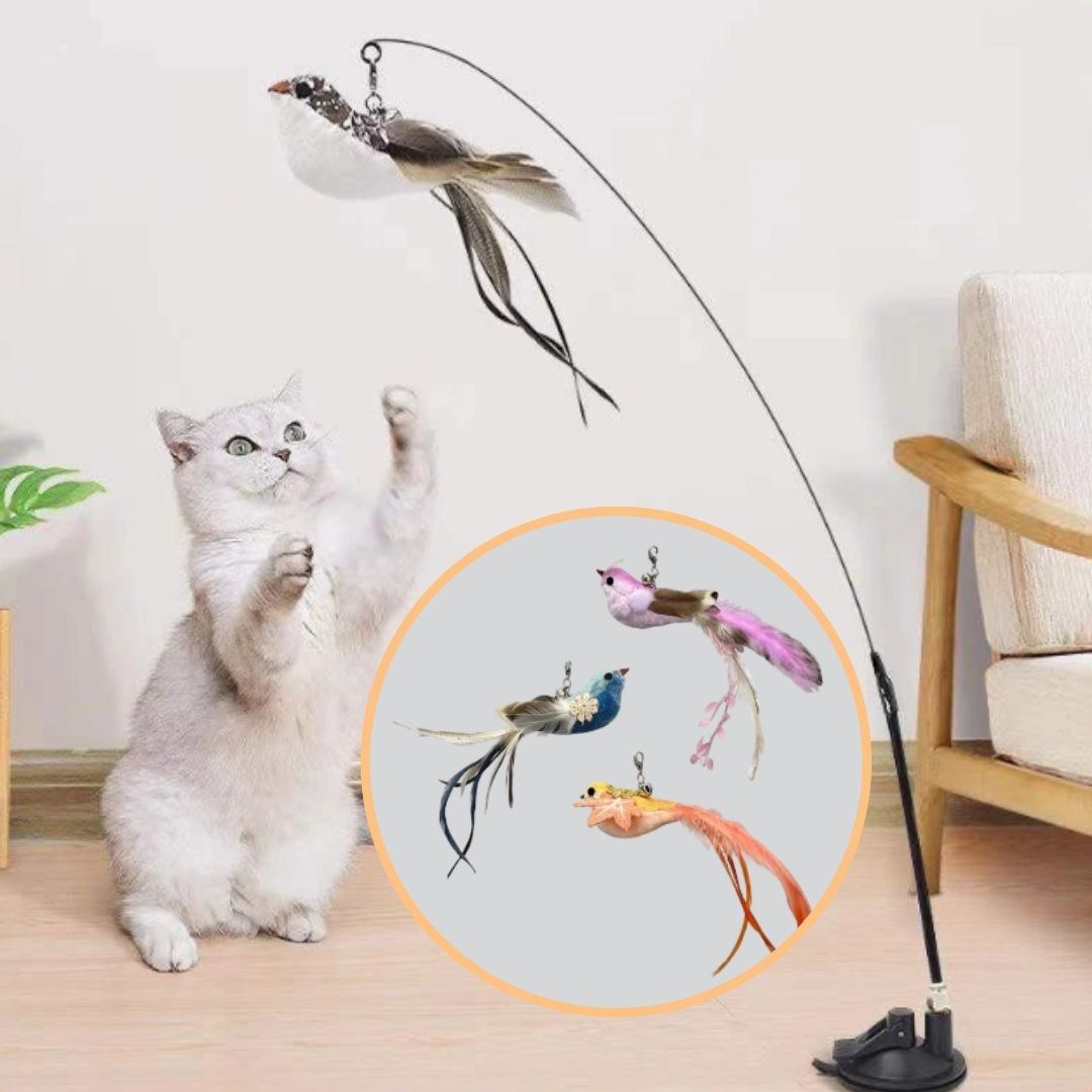 BirdFly™ | Jouet interactif pour chat avec oiseau et clochette - LES DEUX CHATS